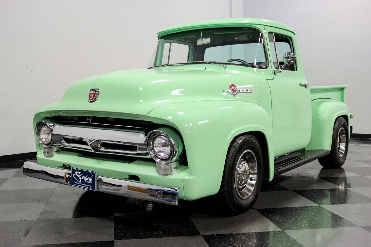 Ford-F-100-Pickup-1956-Green-Gray-21-6