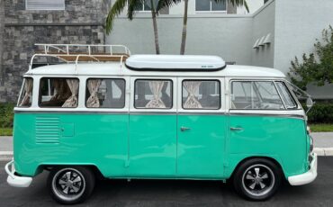 Volkswagen-BusVanagon-Van-1974-Green-Biege-26057-16