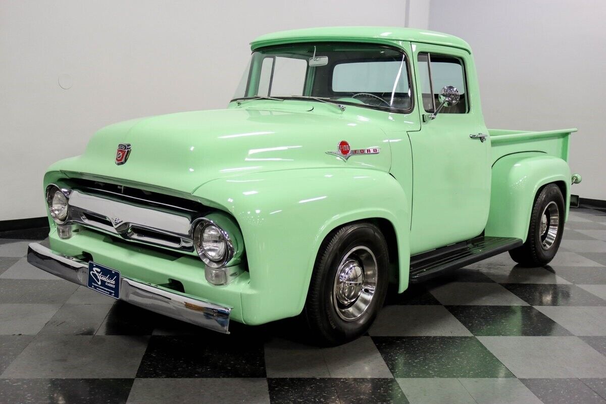 Ford-F-100-Pickup-1956-Green-Gray-21-5