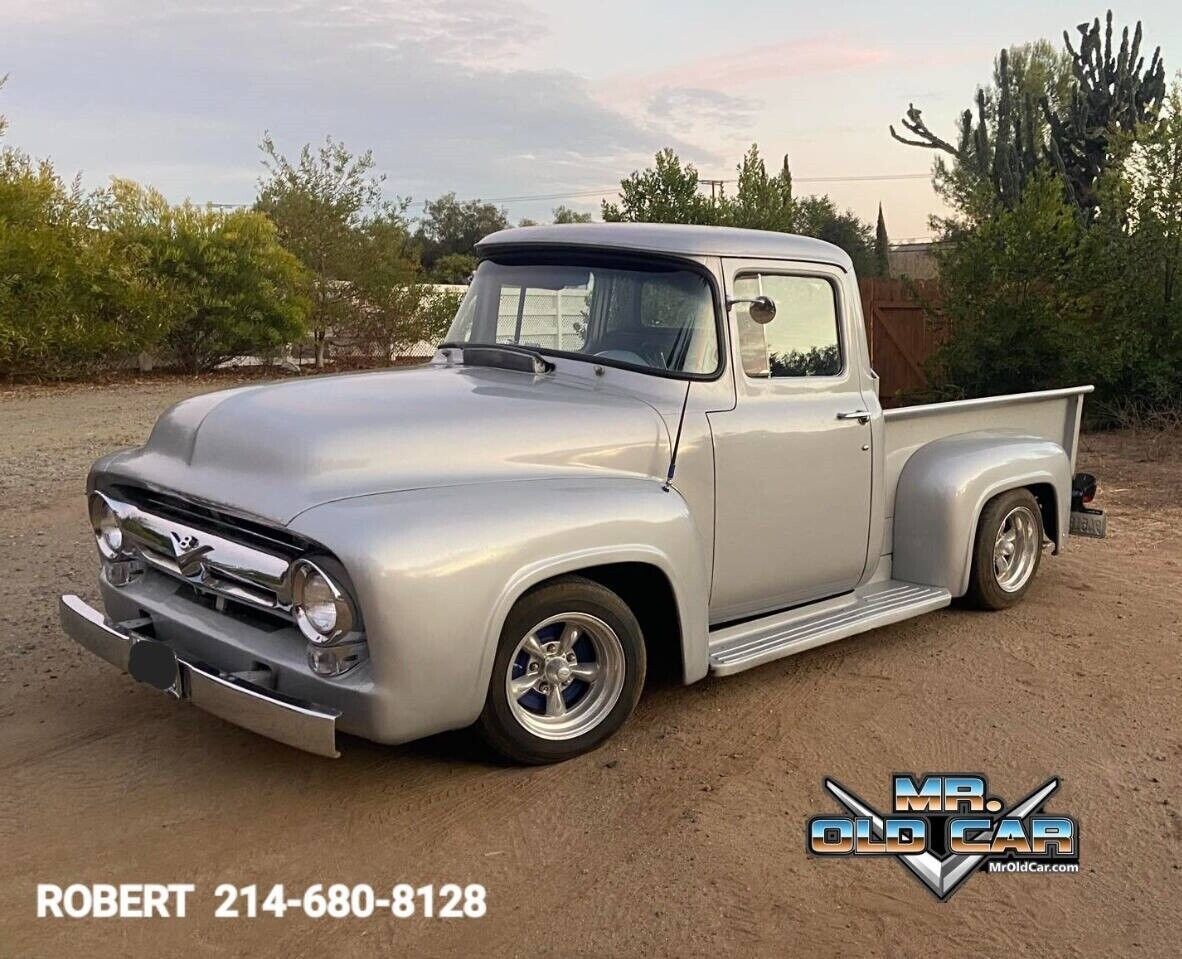 Ford-F-100-Pickup-1956-Silver-Burgundy-2897-1