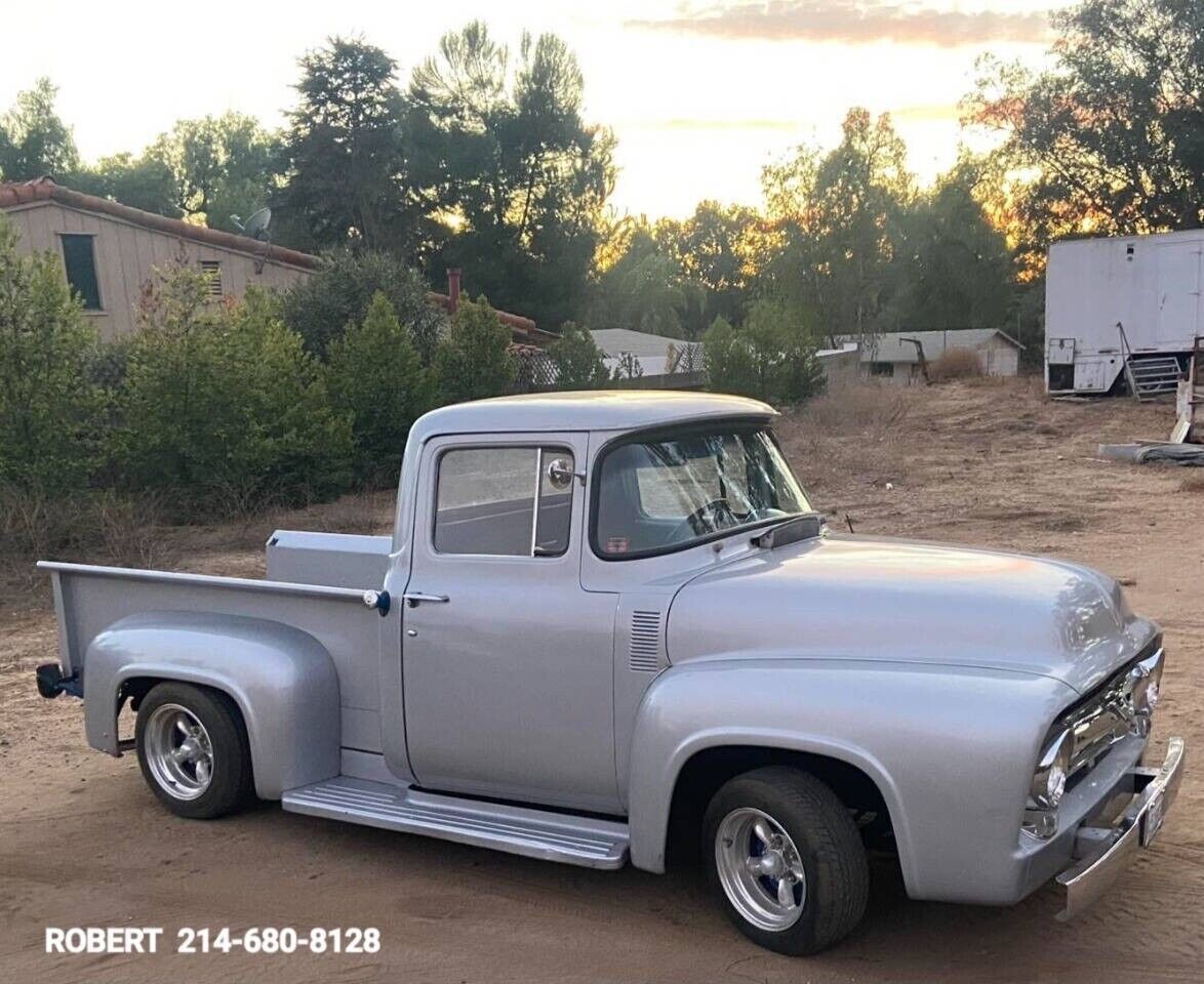 Ford-F-100-Pickup-1956-Silver-Burgundy-2897-9