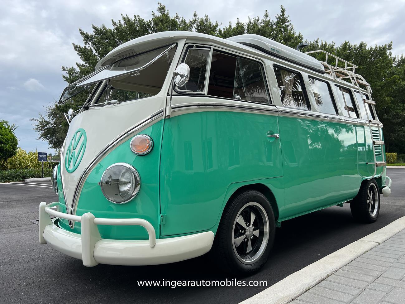 Volkswagen-BusVanagon-Van-1974-Green-Biege-26057-10