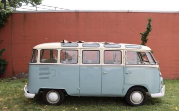 Volkswagen-Type-2-Bus-23-Window-1974-Blue-Tan-0-2